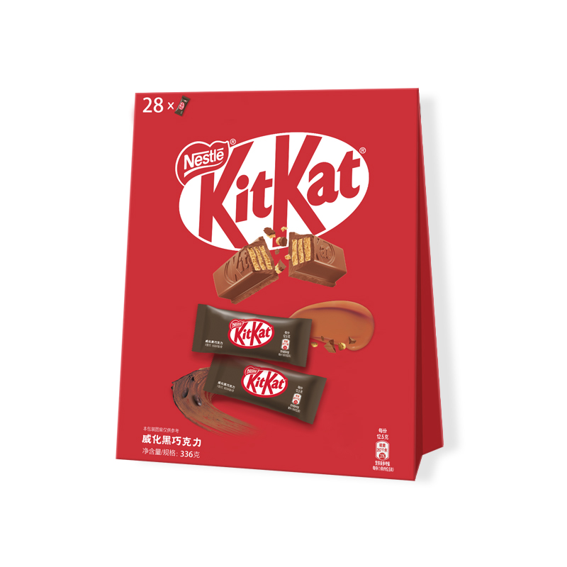 雀巢奇巧（Nestle Kitkat） 威化巧克力 黑巧味 28枚立袋装 红色（单位：袋）
