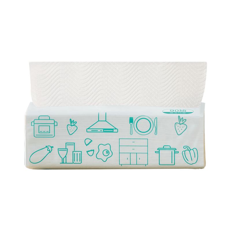 柚家 抽取式厨房纸2层90抽 198452 四提12包 白色（单位：箱）