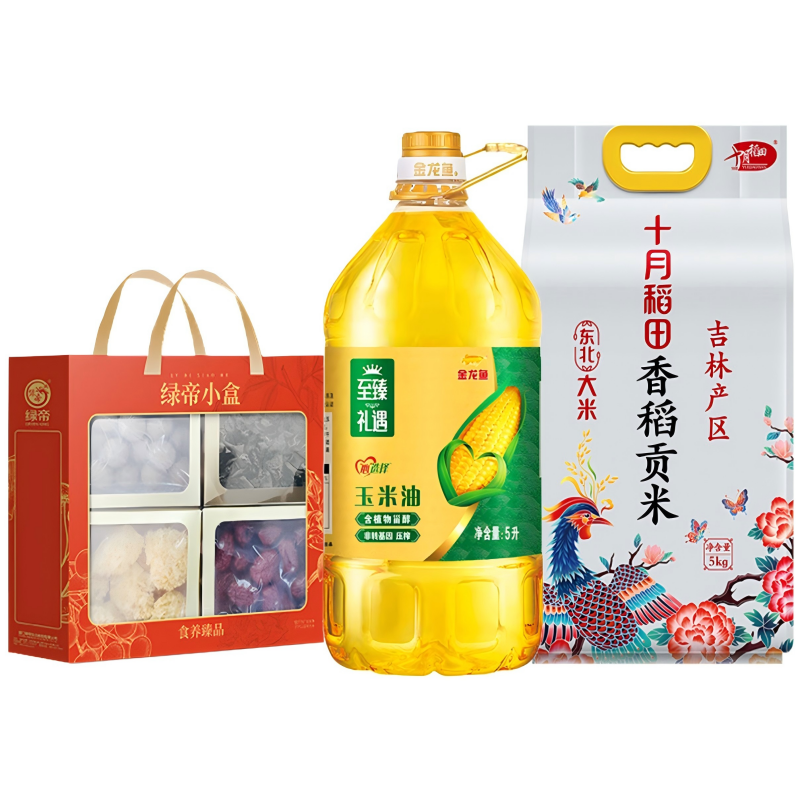 十月稻田 绿帝 金龙鱼 米油干货 食品组合 5.46KG+5L 红色（单位：组）