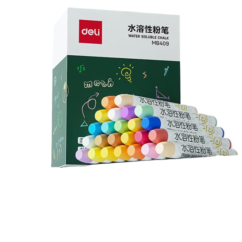 得力(deli) 水溶性粉笔 MB409 24支/盒 混色（单位：盒）