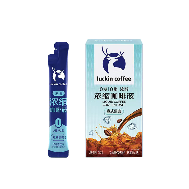 瑞幸咖啡（luckincoffee） 浓醇浓缩咖啡液-意式黑咖 RX0042 15ml*15包 蓝色（单位：盒）
