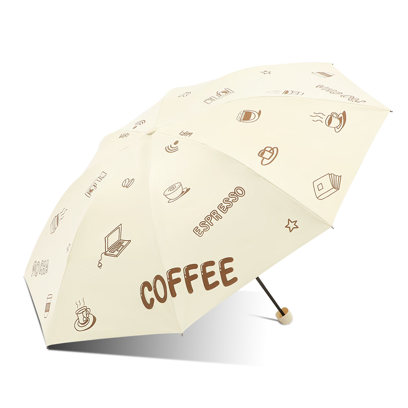 天堂 黑胶防晒防紫外线太阳伞超轻三折晴雨伞 31181E 57cmX8骨  甘酪白（单位：把）