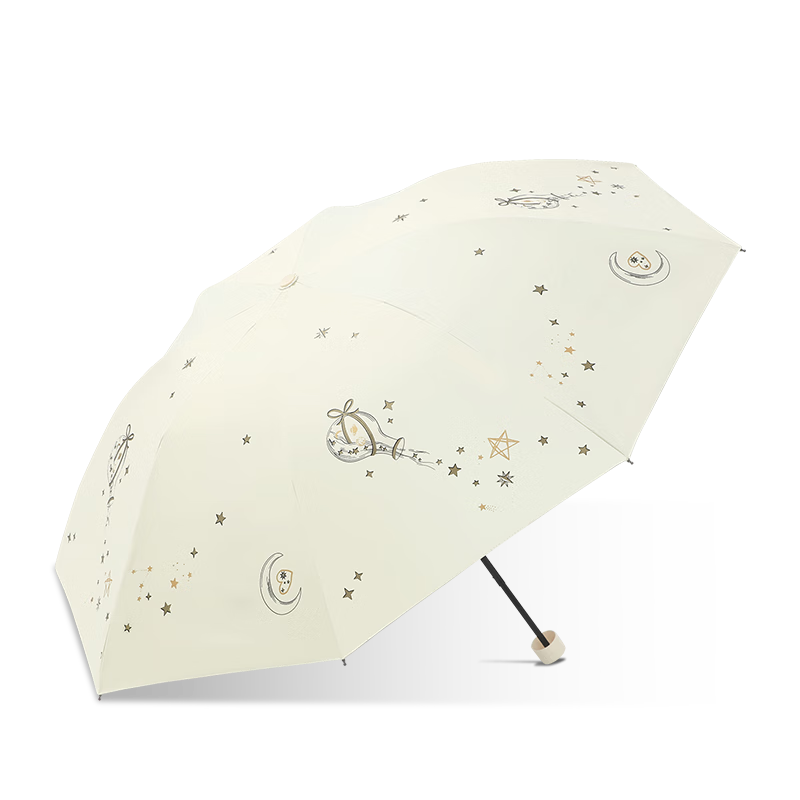 天堂 烫金手动三折黑胶晴雨伞轻巧 33948E 57cmX8骨  霁月白（单位：把）