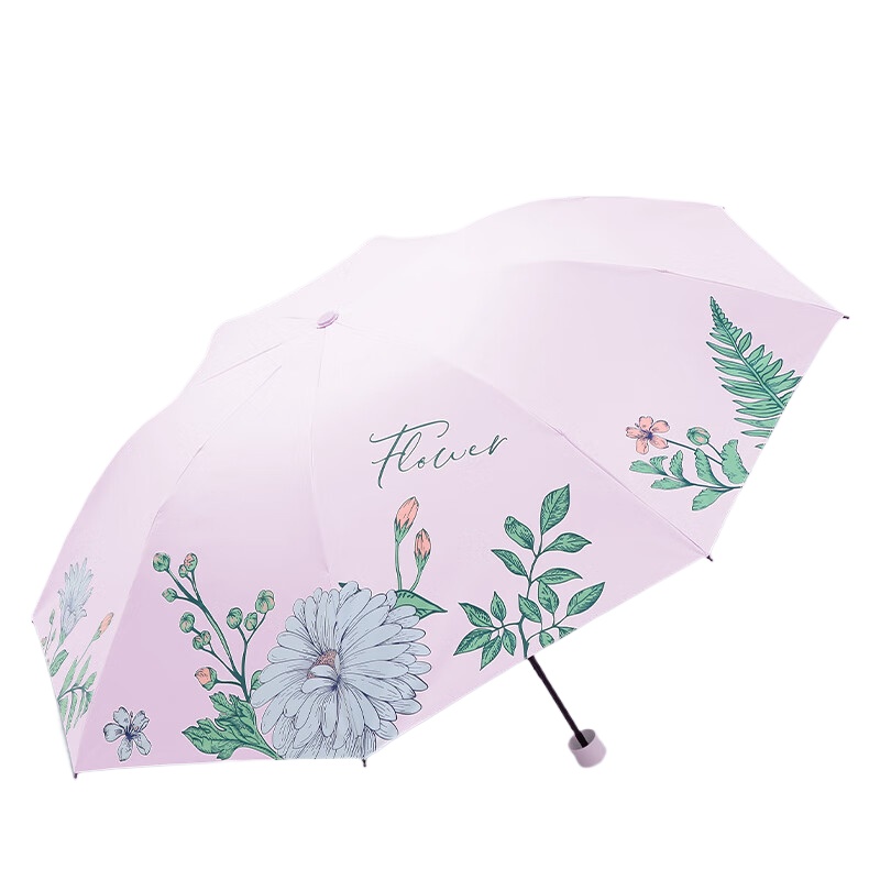 天堂 花卉三折黑胶晴雨伞超轻防紫外线伞遮阳 33938E 57cmX8骨 星黛紫（单位：把）