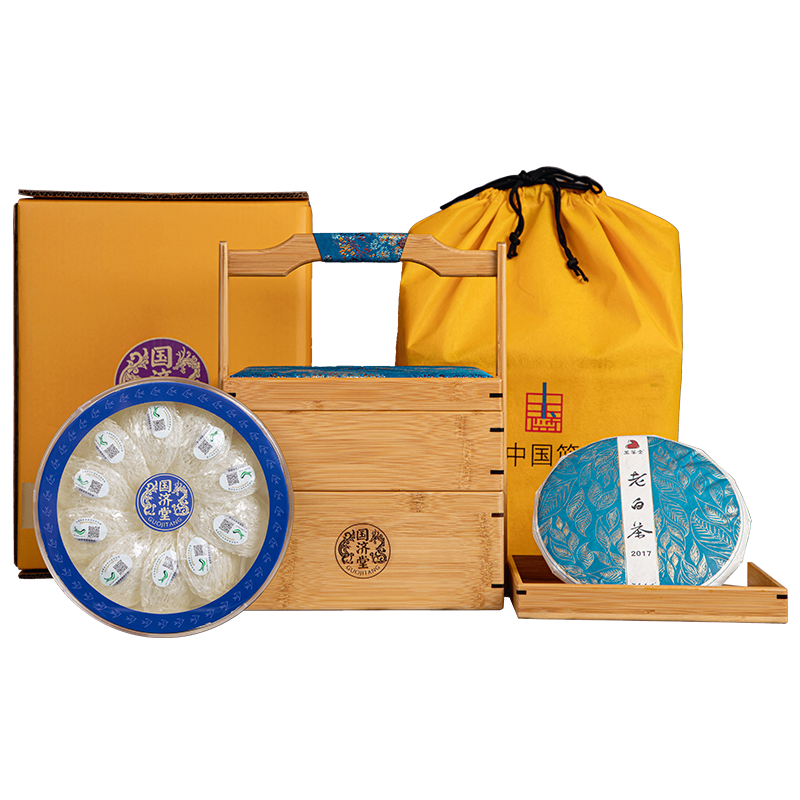 国济堂（GUOJITANG） 国色天香&middot;茶燕礼盒 溯源干燕窝老白茶 50克 棕色（单位：盒）