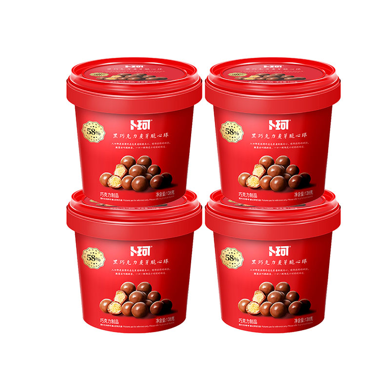 卜珂零点 纯可可脂麦丽素 脆爽夹心 138g*4桶 红色（单位：组）