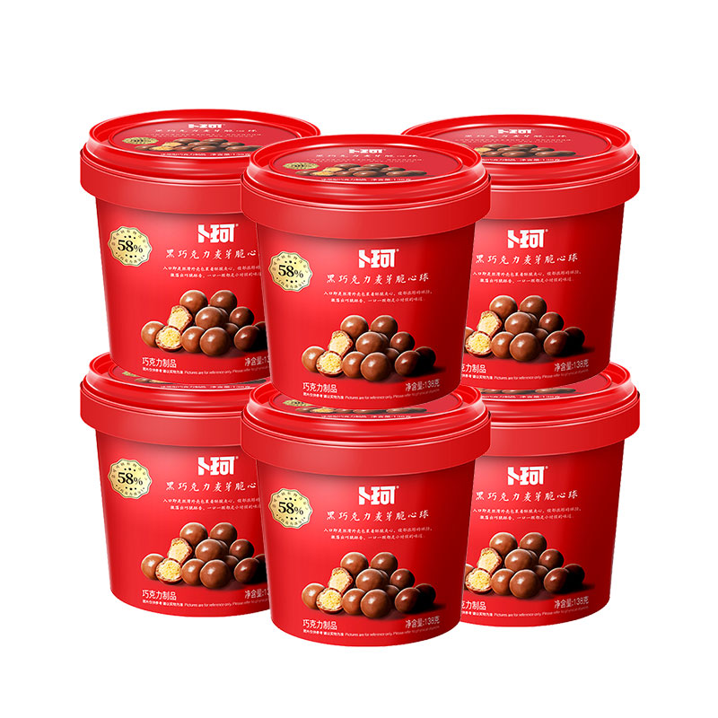 卜珂零点 纯可可脂麦丽素 脆爽夹心 138g*6桶 红色（单位：组）