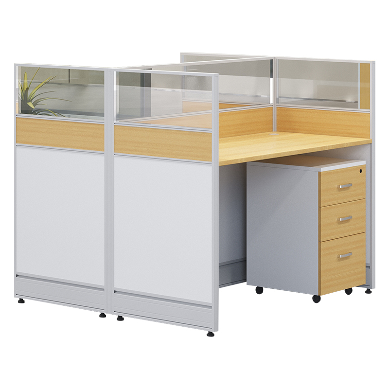 企诺 屏风工位办公桌职员桌对坐双人位 QM016 1400*1200*1050mm 枫木色（单位：组）