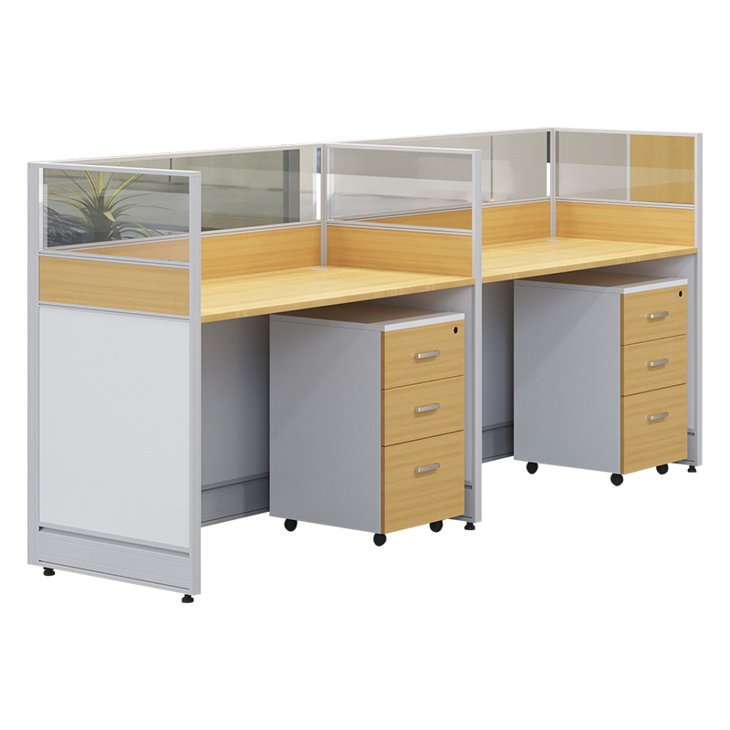 企诺 屏风工位办公桌职员桌直形双人位 QM017 2400*600*1050mm 枫木色（单位：组）