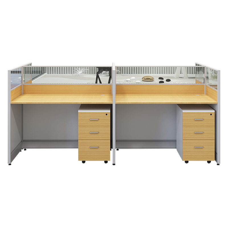 企诺 屏风工位办公桌职员桌对坐四人位 QM019 2400*1200*1050mm 枫木色（单位：组）