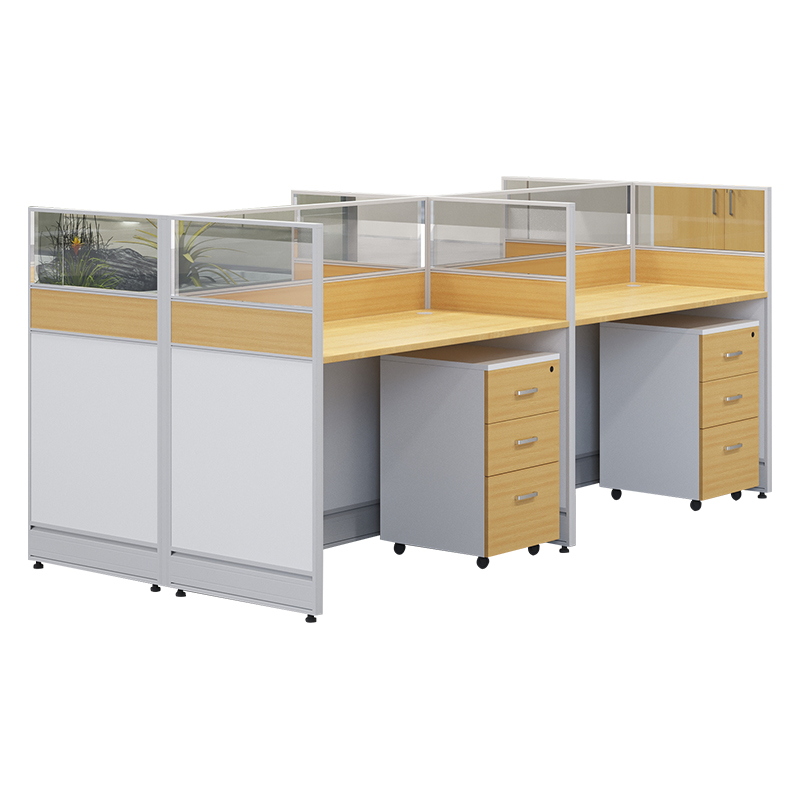 企诺 屏风工位办公桌职员桌对坐四人位 QM021 2800*1200*1050mm 枫木色（单位：组）