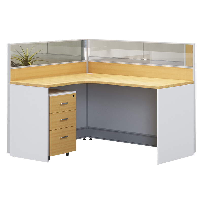 企诺 屏风办公桌职员电脑桌单人位 QM022 1400*1400*1050mm 枫木色（单位：组）