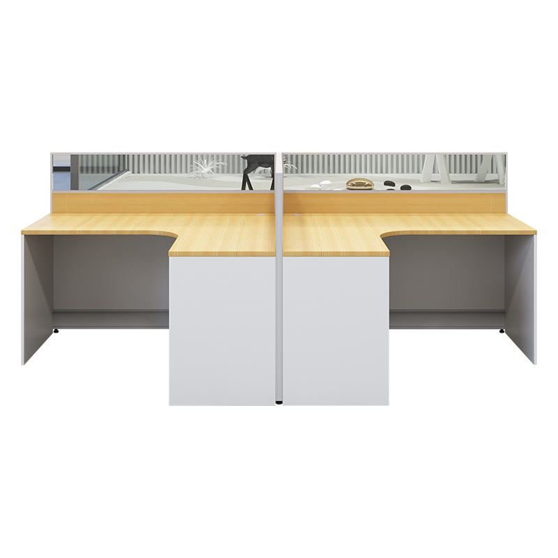 企诺 屏风办公桌职员电脑桌T型双人位 QM024 2800*1400*1050mm 枫木色（单位：组）