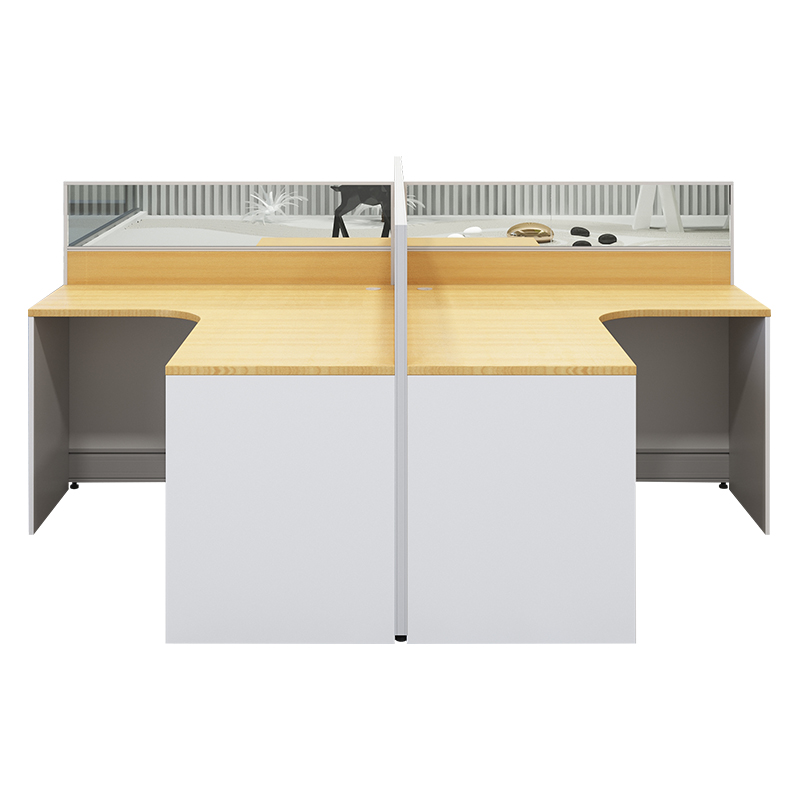 企诺 屏风办公桌职员电脑桌十型四人位 QM026 2800*2800*1050mm 枫木色（单位：组）