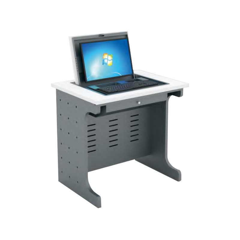 企诺 手动翻转电脑桌19寸钢木单人位 QG027 800*600*760mm 灰白色（单位：张）