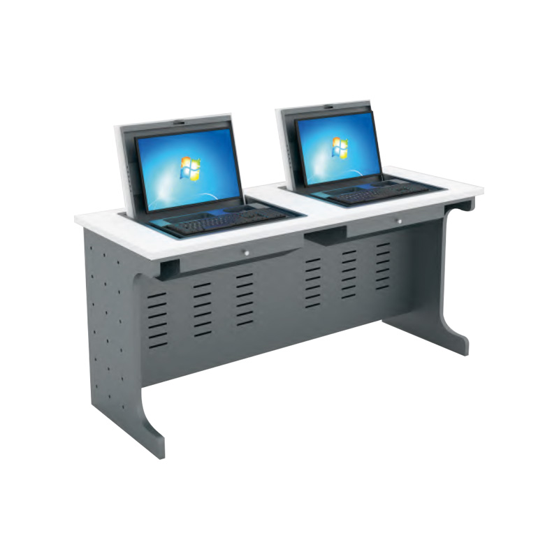 企诺 手动翻转电脑桌22寸双人位 QG029 1600*800*760mm 灰白色（单位：组）