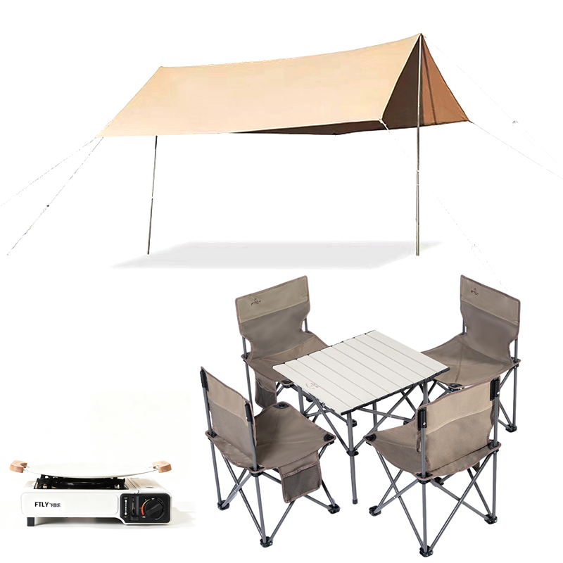 飞图乐（FTLY） 家庭露营烧烤套装（天幕+折叠桌椅+卡式炉烤盘） LYTC0903 11kg  混色（单位：套）