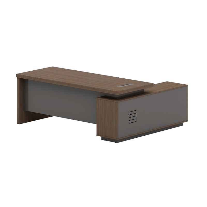 企诺 商务班台老板桌深色办公桌 QND2aYG-BM-B2401 2400*1800*750mm 胡桃色（单位：张）