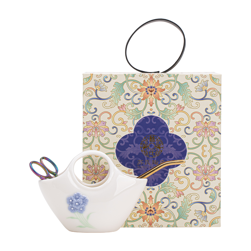 苏氏陶瓷（SUSHI CERAMICS） 茶具配件勿忘我收纳篮 J1187 茶具*3头  白色（单位：套）