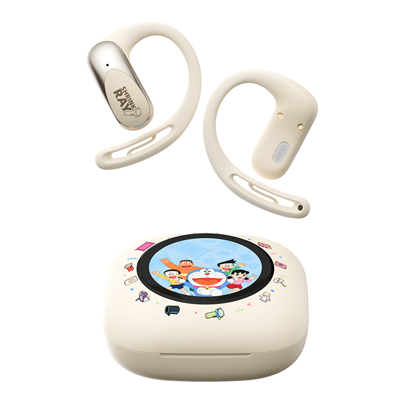 ROCK 哆啦A梦 X918 智能屏挂耳式OWS蓝牙耳机 RAU0784 充电仓500mAh  米白色（单位：副）