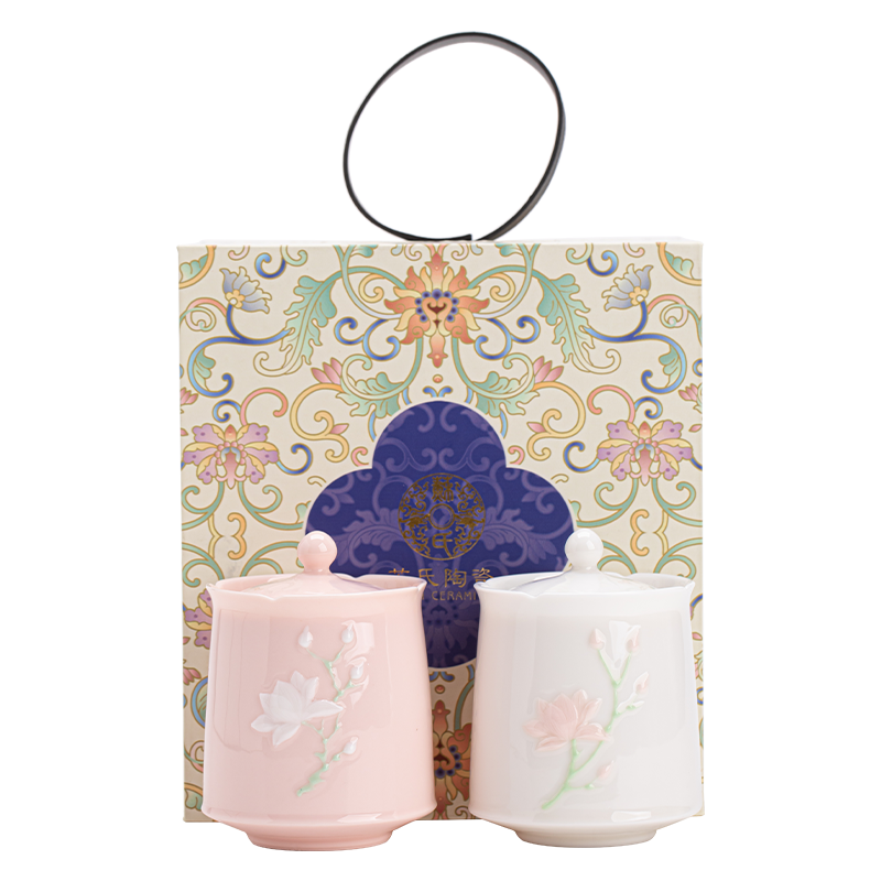 苏氏陶瓷（SUSHI CERAMICS） 勿忘我堆花茶叶罐两个 J1190 200ml*2 混色（单位：套）