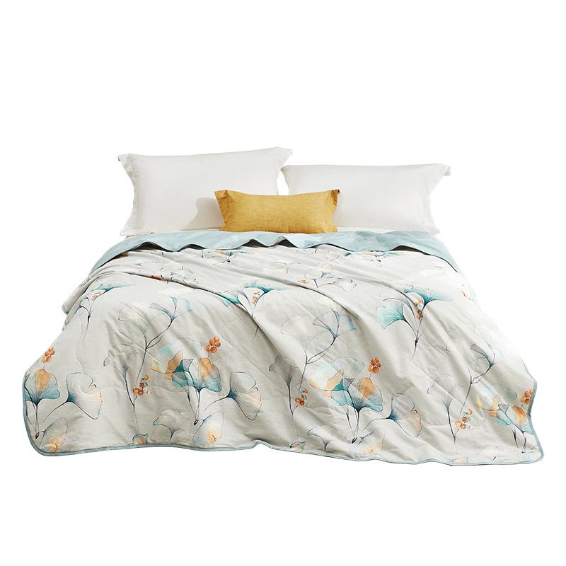 罗莱家纺（LUOLAI） 全棉水洗蚕丝夏被 月冉晓杏 200*230cm  浅灰色（单位：条）