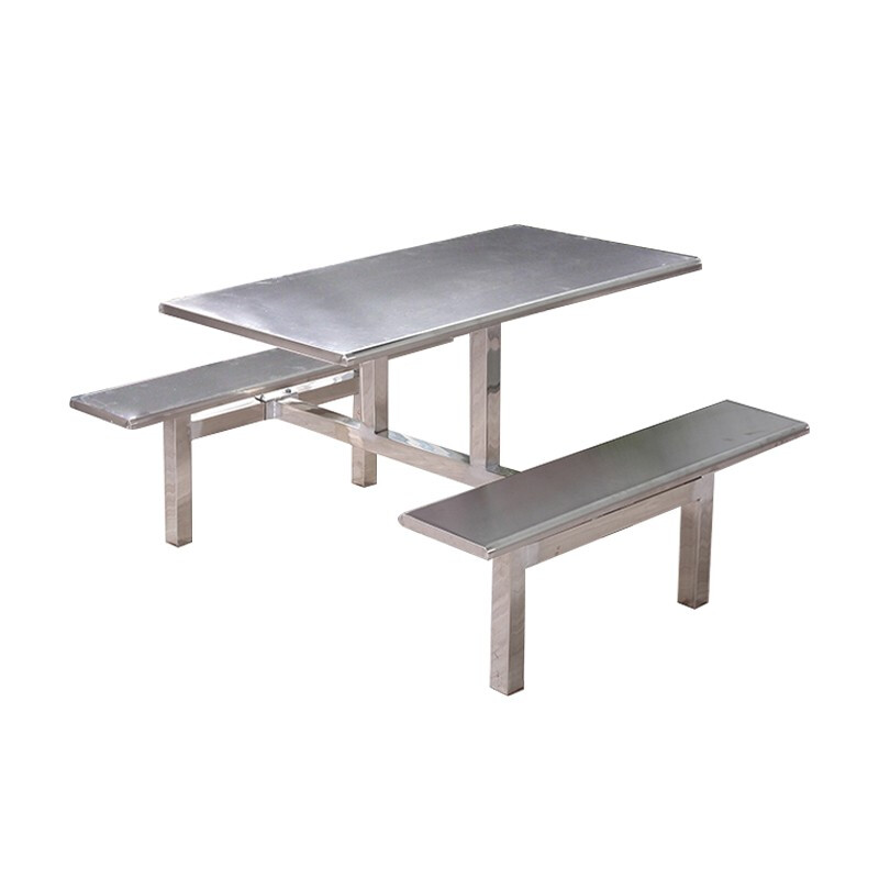 企诺 员工餐厅桌椅连体餐桌椅 110cm QZ239 1100*1450*750mm 不锈钢色（单位：张）