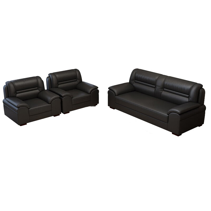 企诺 小型西皮会客沙发1+1+3人位 QH019 2200*850*850mm  黑色（单位：套）