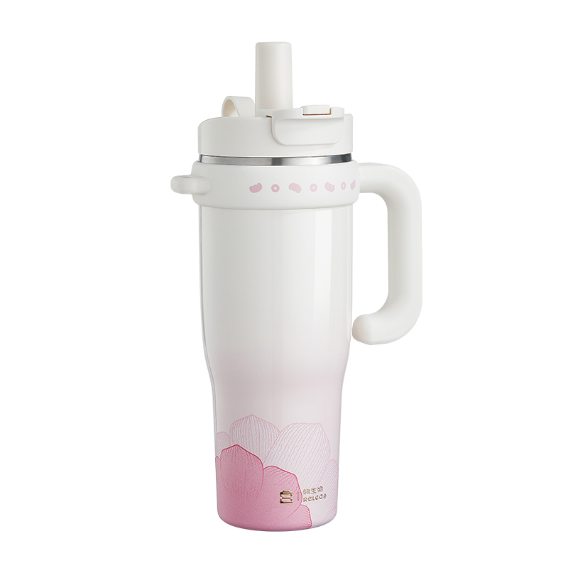 物生物（RELEA） 大力水守陶瓷内胆保温杯把手款 JV012566-1300-FQ00 1300ML 荷气生财（单位：个）