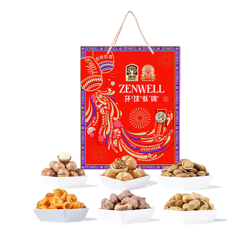 臻味 高端坚果干果炒货新春礼盒 环球似锦 1.5kg*1盒 红色（单位：盒）