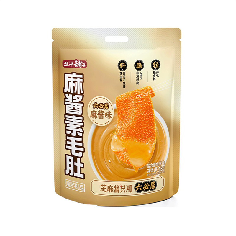 盐津铺子 休食 大魔王麻酱素毛肚（六必居麻酱味） 1kg  金色（单位：袋）