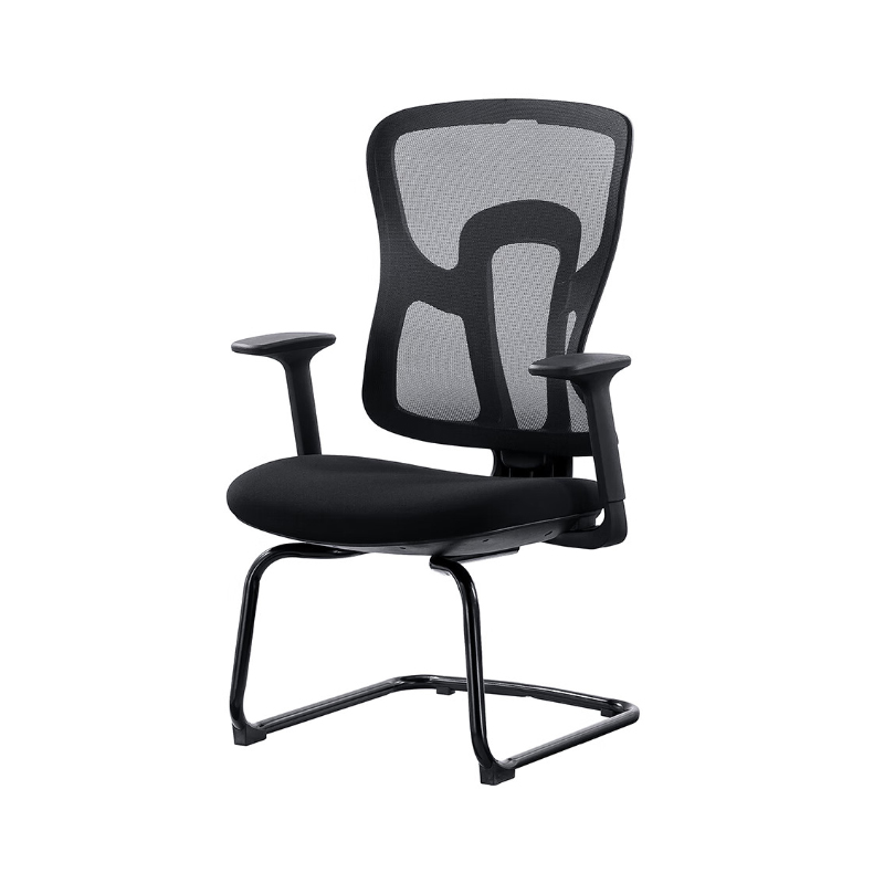 企诺 电脑椅会议办公椅靠背椅子弓形椅人体工学椅子 弓形腿 QN022 600*660*1020mm 黑色（单位：张）