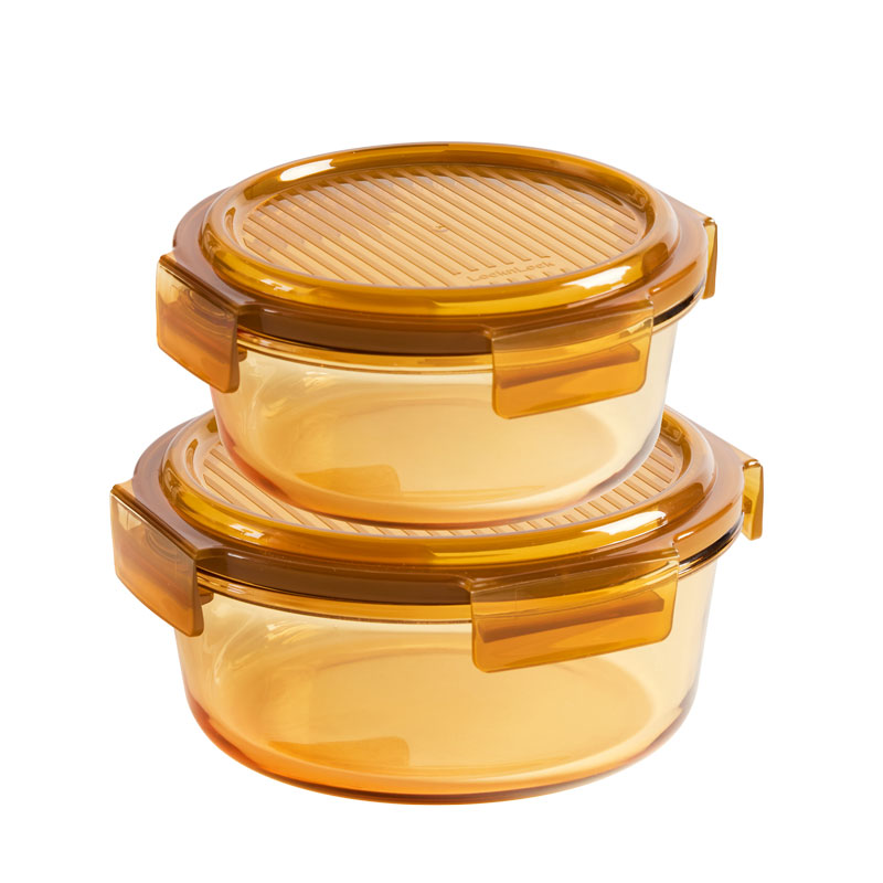 乐扣乐扣（LOCK&LOCK） 保鲜盒2件套 LCB263FU 圆形 650mL&times;1 圆形 1000mL&times;1 琥珀色（单位：套）
