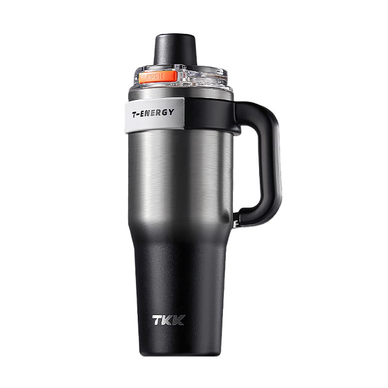 TKK 保温杯男士车载冰霸杯子陶瓷内胆水杯保冷巨无霸茶水分离杯 TKK2032 1200ML 银黑影（单位：个）