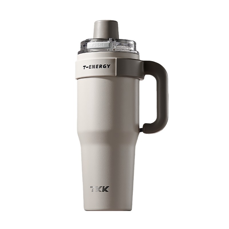 TKK 保温杯男士车载冰霸杯子陶瓷内胆水杯保冷巨无霸茶水分离杯 TKK2032 1200ML 沙丘咖（单位：个）