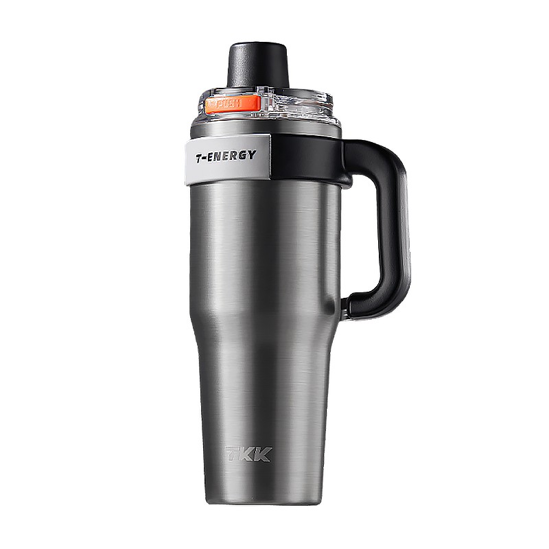 TKK 保温杯男士车载冰霸杯子陶瓷内胆水杯保冷巨无霸茶水分离杯 TKK2032 1200ML 冰川银（单位：个）