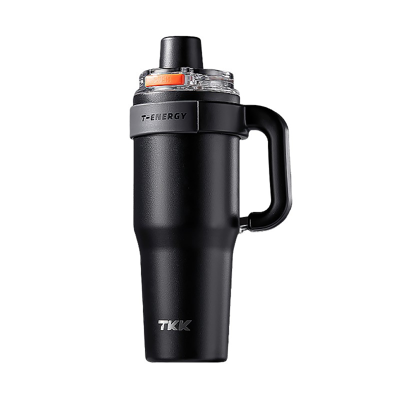 TKK 保温杯男士车载冰霸杯子陶瓷内胆水杯保冷巨无霸茶水分离杯 TKK2032 1200ML 夜澜黑（单位：个）
