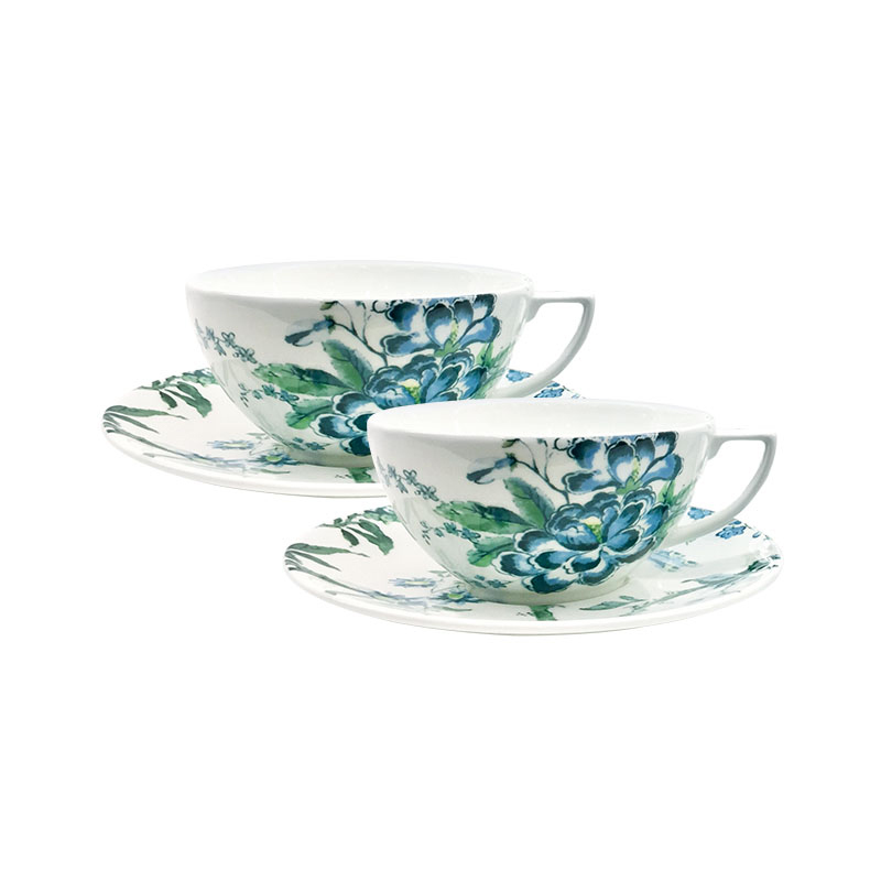 WEDGWOOD 威基伍德翠玉凤凰白色对杯碟 40005336 250ML*2 绿色（单位：套）