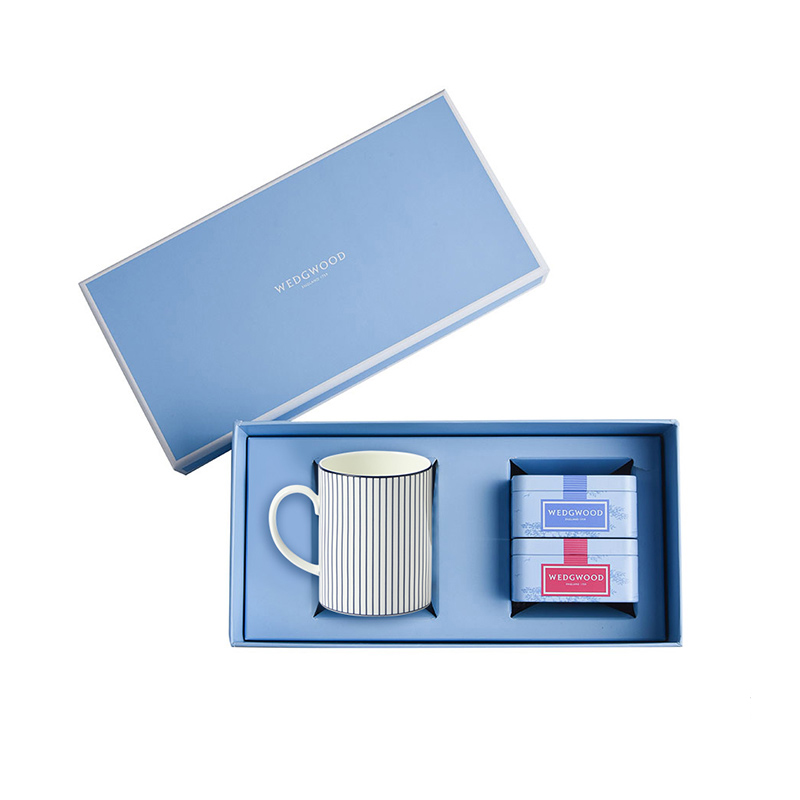 WEDGWOOD 蓝调几何马克杯条纹蓝+随身包茶罐礼盒 1079127+1059698B5+1059698R2 340ML*1 蓝色（单位：套）