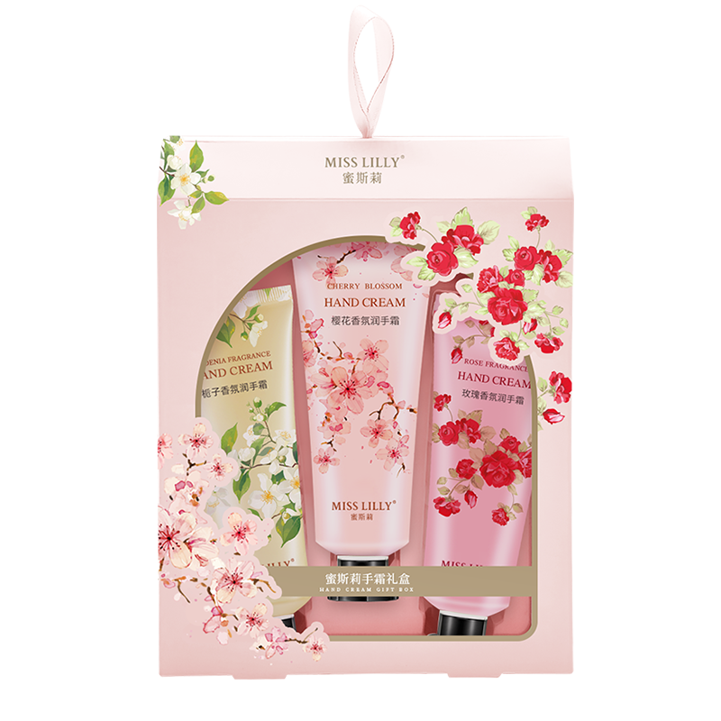 蜜斯莉 MISS LILLY 手霜礼盒三件套 樱花+玫瑰+栀子 MSL047 50g*3 粉色（单位：套）