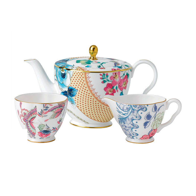 WEDGWOOD 威基伍德花间舞蝶壶糖奶三件套 40003932 壶1000毫升糖200毫升奶200毫升 粉色（单位：套）