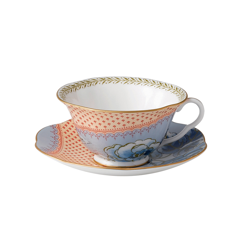 WEDGWOOD 威基伍德花间舞蝶蓝色杯碟组 5C107800054 220ml*1 灰橙色（单位：套）