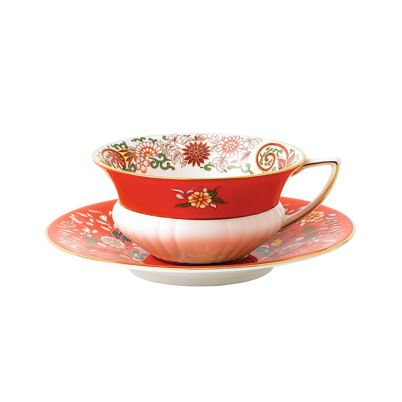 WEDGWOOD 威基伍德漫游美境瑰丽东方花茶杯碟 40024021 150ml*1 红色（单位：套 ）