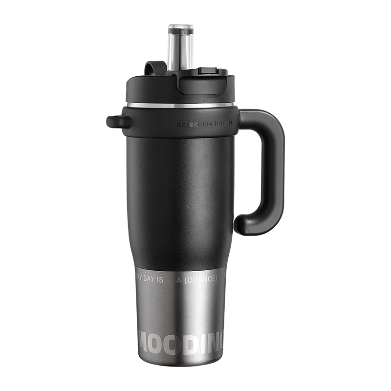 物生物（RELEA） 大力水守陶瓷内胆保温杯把手款 JV012566-1300-ES00 1300ML  黑曜（单位：个）