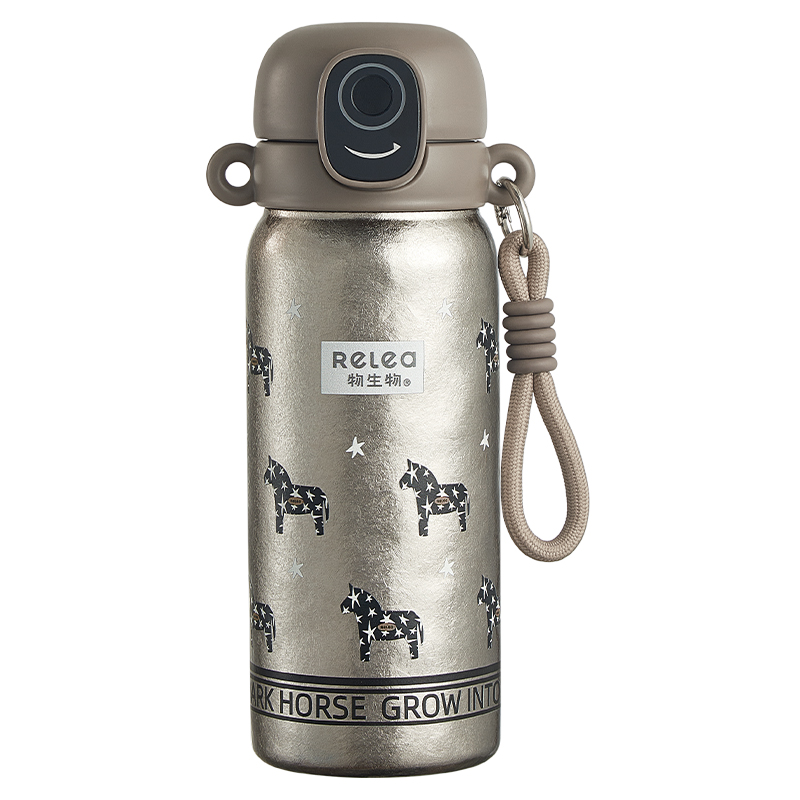 物生物（RELEA） 米可派指纹儿童钛杯礼盒装 JV012572-0600-IQ00 600ML 轻奢灰棕（单位：个）