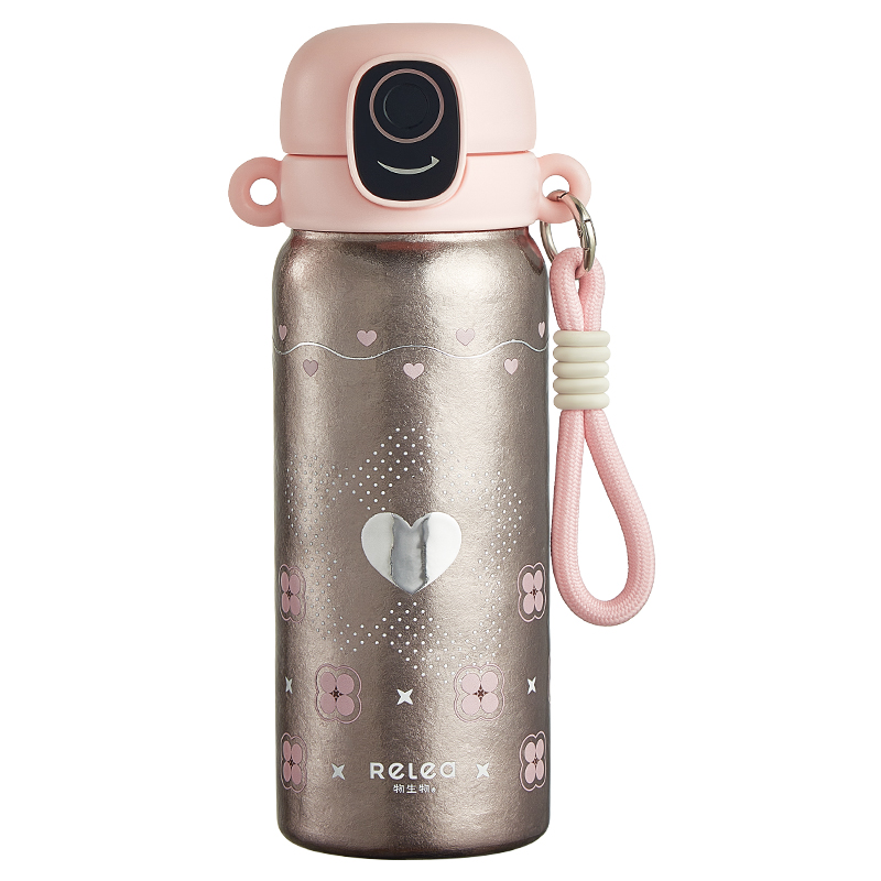 物生物（RELEA） 米可派指纹儿童钛杯礼盒装 JV012572-0600-FQ00 600ML 温柔银粉（单位：个）