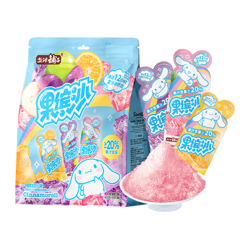 盐津铺子 可吸蒟蒻果冻 混合口味（葡萄味+水蜜桃味+香橙味） 400g  混色（单位：袋）