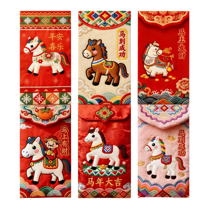 童益星 红包 仿刺绣HB-01 1包6个装 红色（单位：包）