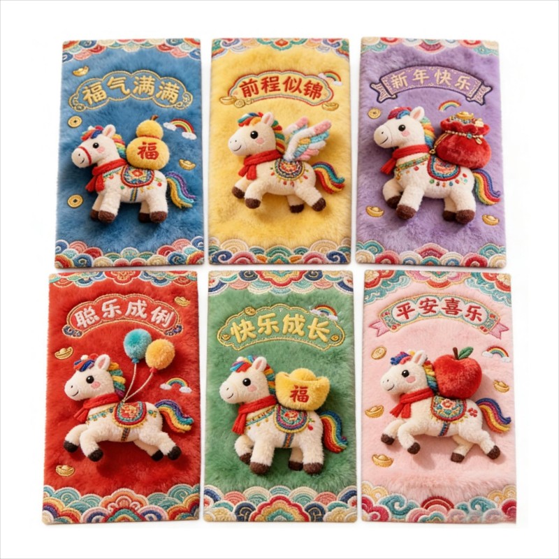 童益星 红包 仿毛绒平面5D 1包6个装 混色（单位：包）