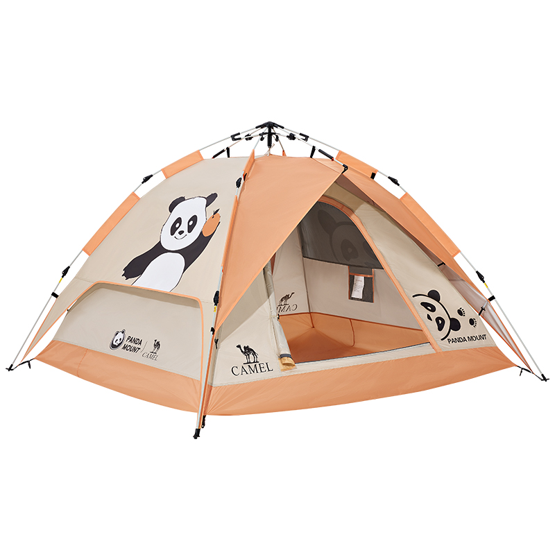 骆驼（CAMEL） 熊猫联名银胶防晒便携折叠帐篷 135CA1T021 展开尺寸220x200x135cm 橙色（单位：个）
